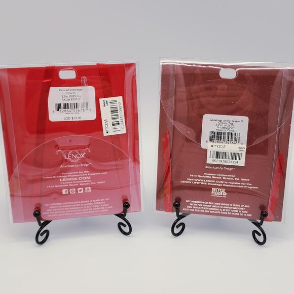 Lenox 2 Ornaments Snowman and Cheers Christmas Charms Tags NIB 853717, 825752 - Picture 6 of 8